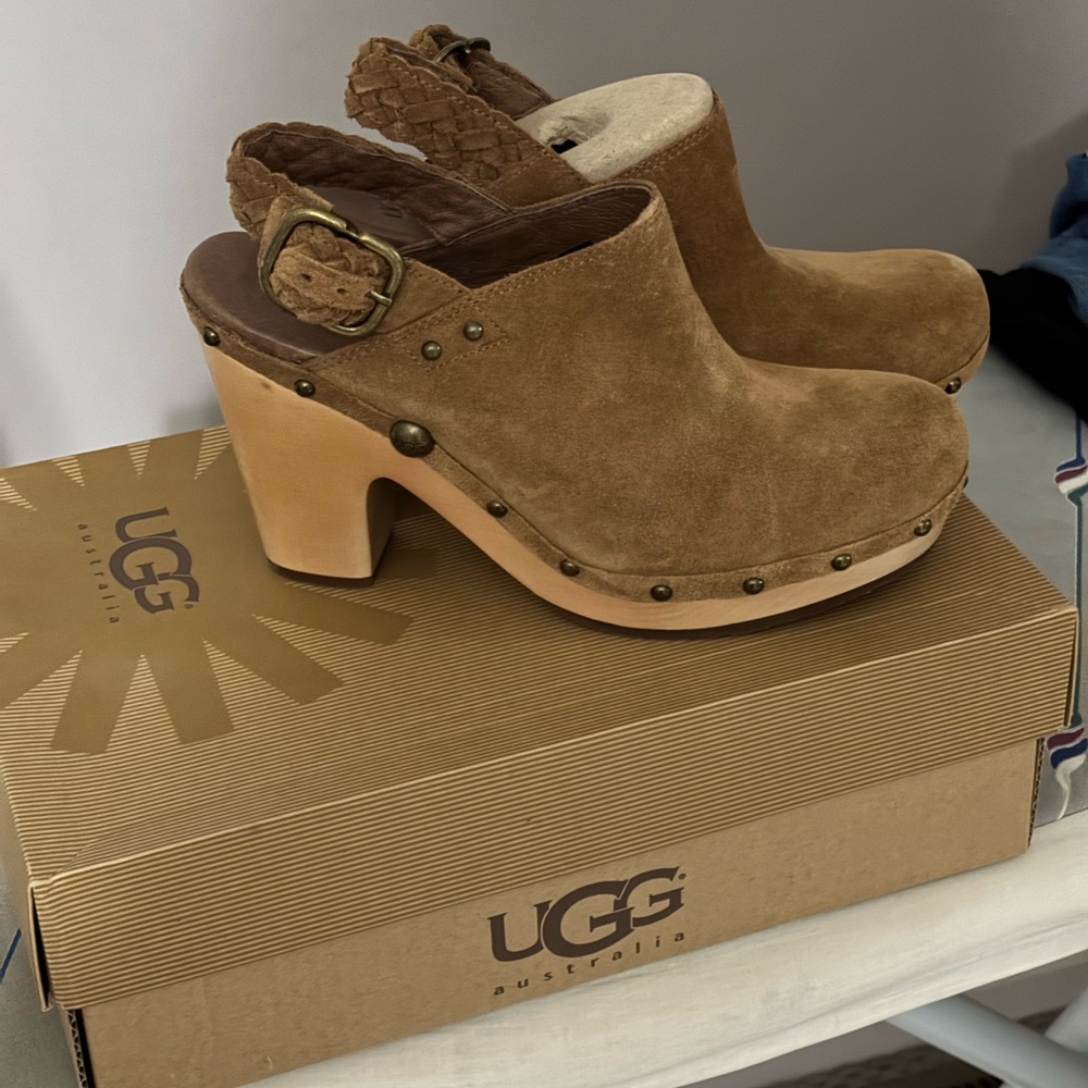 UGG Women's Brown Suede Mules with Buckle